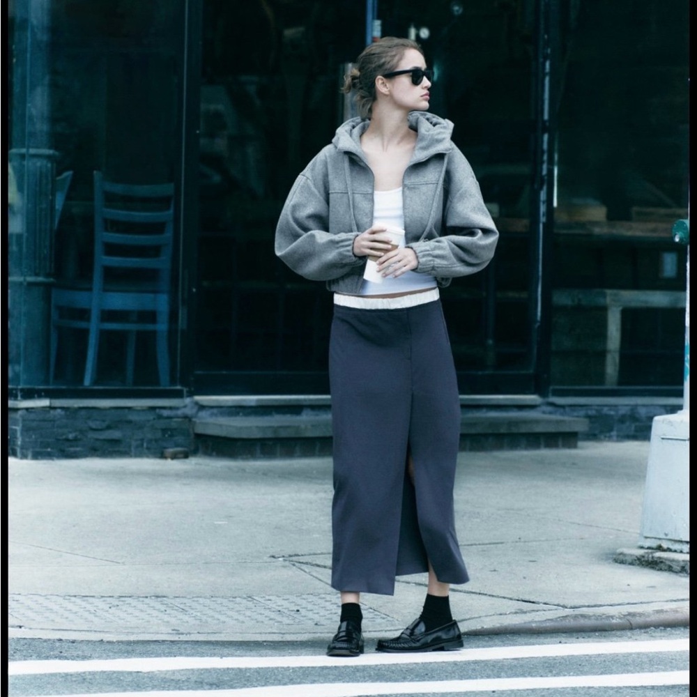 Zara Gray Midi Skirt